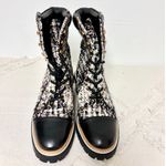 Tory Burch  Miller Tweed Lace-Up Block Heel Combat Boots Black Women's Size 8.5M Photo 3