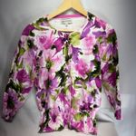 Jones New York Sport Women's Cardigan Sweater XL Floral Pink Green Button Up Photo 1