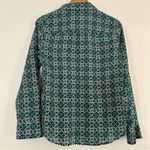 J.Crew 🦋 Lattice Medallion Teal Pale Pink Long Sleeve Blouse Cotton Silk Size 4 Photo 2