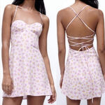 ZARA New  Lilac Disty Floral Open Laced Up Back Photo 2