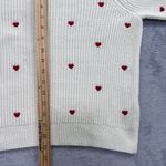 Lucky Brand Sweater PSmall Embroidered Heart Ribbed Knit White Red Valentines Photo 9