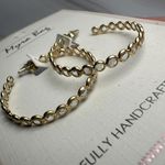Myra Bags  Handcrafted Gold Tone Clear Crystal Pierced Hoop Earrings Moonshine Photo 2