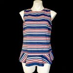 Tommy Hilfiger  peplum Tank Top Blue and Red Striped SMALL Photo 2