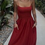 ZARA  straps red midi maxi dress with pockets Photo 1