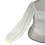 Urban Outfitters Medium Claudia Cropped Top Long Balloon Sleeves Stretch Cream Photo 3