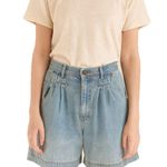 Vintage Together Denim Shorts Size 12 Pleated Jorts Fun Pocket Blue Photo 0