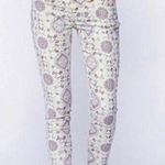 Free People Sundial Jeans 26 Printed Skinny Cropped Ivory Taupe Photo 0
