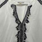 Tahari Plus 2X Top Ivory Black Lace Detail Blouse V-Neck Pleats Jumper Women's Photo 3