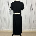 Fifteen Twenty Black Knit Midi T-Shirt Hem Dress Cap Sleeve Sz S Open Back Photo 6
