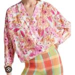 Smythe Pink Begonia Floral Top blouse size medium excellent condition Pink Photo 0