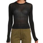 Free People Semi Sheer H2O Sweater Black Large New Photo 13