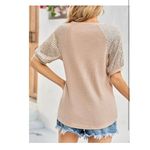 Womens Sequin‎ Short Sleeve T Shirts V Neck Tunic Top Pink NWT Large Photo 3