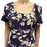 All that jazz Vintage Plum Cream Floral Print Short Sleeve Zip Tie Back Dress M Photo 3