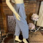 VINTAGE 1990'S WORTHINGTON PETITE BLUE & WHITE PLAID TAPER LEG PANTS (10P) Photo 2