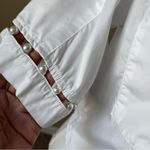 Adam Selman  | White Pearl Embellished Cropped Tie Front Button Down Blouse Sz M Photo 7