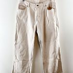 H&M High Rise Cotton Button Fly Straight Leg Jeans Cream Bone 14 Photo 0