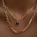 Black Heart Necklace, Gold Layered Necklace Photo 1