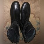 Clarks  Women's Black Leather Low Heel Boots Size 10M Photo 1