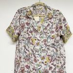 World Market Pajamas Floral Short Sleeve Button Down Shirt Dress Sleepwear M White Size M Photo 1
