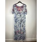 Johnny Was Logan Embroidered Mesh Tiered Maxi Dress Boho Floral Blue Large Photo 2