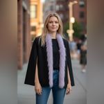 NWOT Venus Faux Fur Trim Cape Jacket Black Lavender Purple Boa Scarf Size 6 Photo 1