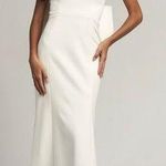 Tadashi Shoji Parmer White Bow Midi Length Crepe Wedding Dress Size Small Photo 0