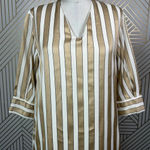 Selected Femme Jadine Shirt Dress Cream Gold Stripe Size 34 / US 4 *missing belt Photo 3