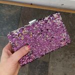 Urban Outfitters Kimchi Blue Purple Silver Sequin Box Clutch with Chain Strap Photo 5