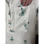 Butterfly Half Button Up XL Sheer Top Boho Preppy Swimsuit Coverup Lightweight White Photo 3