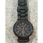 Geneva Watch Black Silicone Band Gold Accents Women's Fashion Wristwatch Photo 5