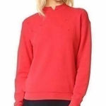 Helmut Lang  Distressed Garment-Dyed Split-Neck Red Cotton Sweatshirt XS Photo 0