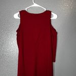 Hype Burgundy Cold Shoulder Ribbed Knit Long Sleeve Mini Dress Women’s S Red Photo 1