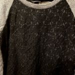 Victoria's Secret VGUC  GRAY AND BLACK LACE FRONT CREWNECK SWEATSHIRT SIZE MEDIUM Photo 3