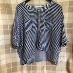 Body Central  Women's Blue And White Striped Short Sleeve Shirt Size Small Photo 0