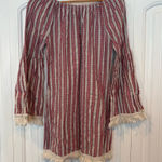 Velzera  Red And Tan Off Shoulder Dress‎ Size Small Photo 0