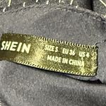 SheIn  Pinstripe Navy Blue Long Sleeve Mini Dress White Trim Woman's Size Small Photo 2