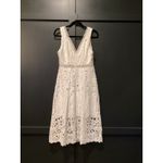 Boston Proper  mixed media white lace crochet eyelet v neck sleeveless midi dress Photo 1