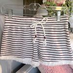 No Boundaries Beachy Comfy Knit Shorts Wine White Striped Elastic Waist Frayed Hem XS Photo 3