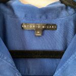 Antonio Melani Blue Button Down Shirt 100% Silk Minimalist Women's size Medium Photo 1