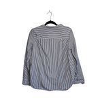 J.Crew 100% Cotton Navy Blue & White Striped Funnel Button Neck Top Photo 5