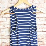 J.Crew  | Blue & White Racerback Striped Maxi Dress with Side Slits Photo 3
