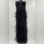 Betsy and Adam  Angelina Long Strapless Mesh Floor Length Ruffle Dress Photo 4