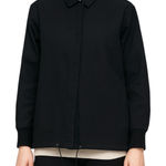 St. John  Jacket Ribbed Trim Collared Outdoor Cotton Casual Black Large Photo 0