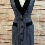 DJ Intl Plaid Black Sleeveless Button Maxi Dress Vest, Size 5/6 Photo 0
