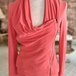 Pomelo Coral Knit Hi Low Moto Jacket XS Orange Photo 0