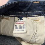 MEK Jodhpur Bermuda Size 27 Stretch Dark Wash Denim Whiskered Faded Shorts Blue Photo 11