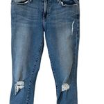 Frame Le Skinny de Jeanne Low Rise Skinny Distressed Denim Jeans Blue Size 28 Photo 0
