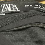 ZARA  Black Short Puff Sleeve Lace Up Back Square Neck Mini A Line Dress Size XL Photo 2