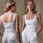 Banana Republic NEW  Linen-Blend Cropped Bustier White Size 16 Minimalist Staple Photo 1