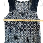 Relativity 1X Navy Blue Printed Tank Top Sleeveless Lace Tassel Boho Blouse Photo 6